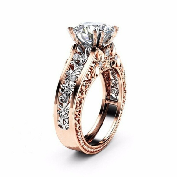 . Jewelry - Rose Gold Filled round cut White Sapphire Ring